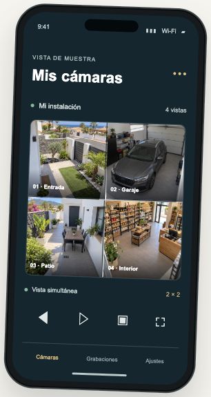 Móvil ilustrativo mostrando cuatro cámaras