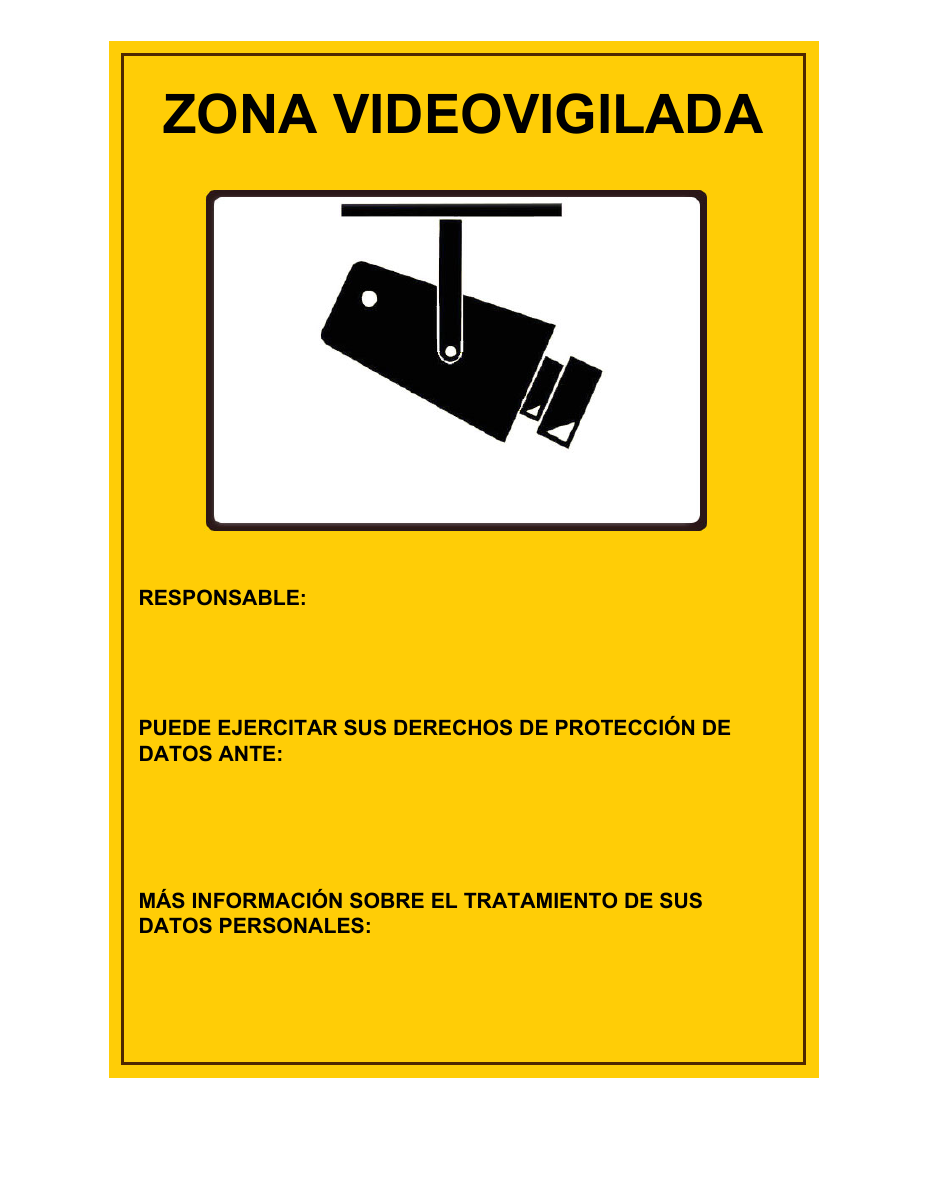 Modelo de cartel informativo de zona videovigilada