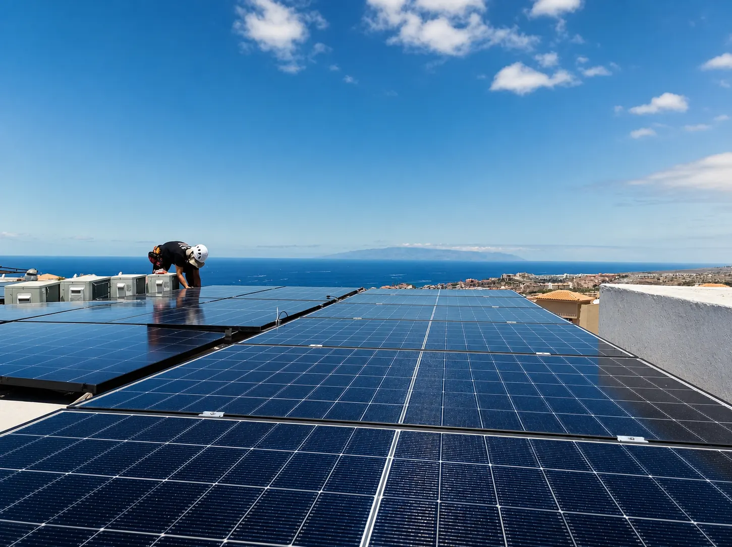 Solar Tenerife installation overlooking the ocean in Tenerife